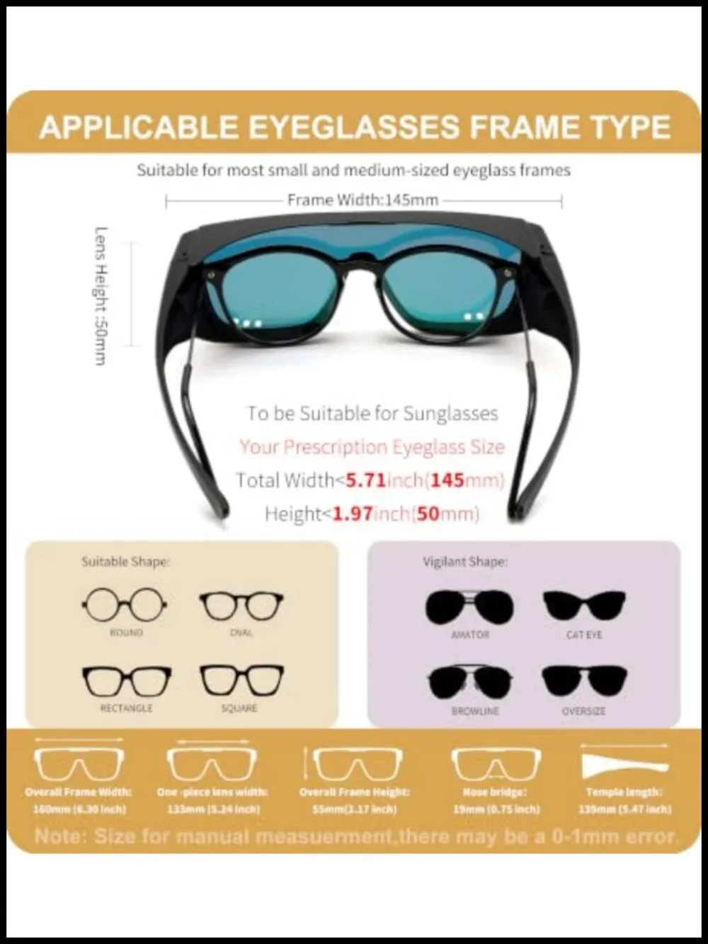 Fit Over Glasses Polarized Sunglasses with Side Shields TR90 Frame Sports